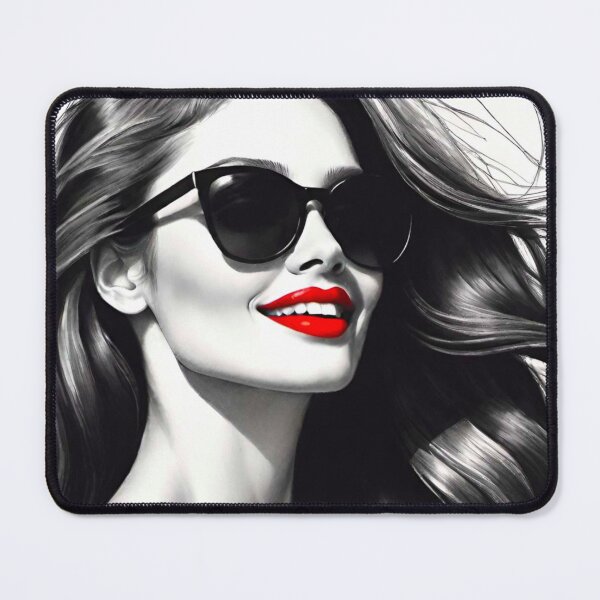 Item preview, Timeless Elegance: Black and White Beauty with Red Lipstick designed and sold by GrizzlyCollective.