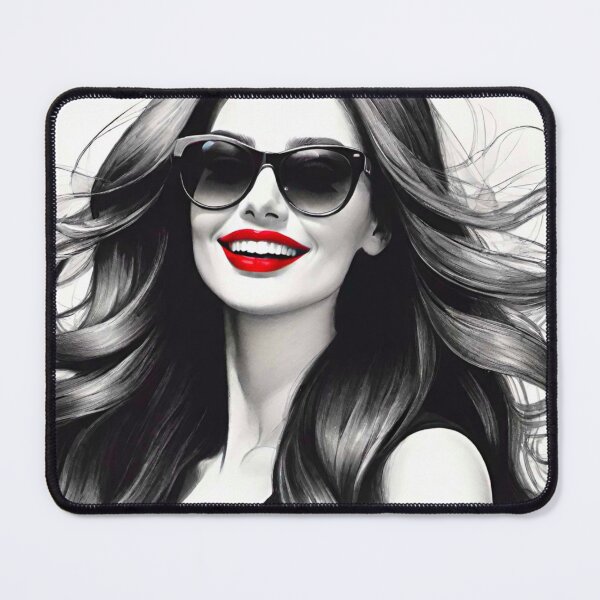 Item preview, Radiant Smile: Black and White Beauty with Red Lipstick designed and sold by GrizzlyCollective.