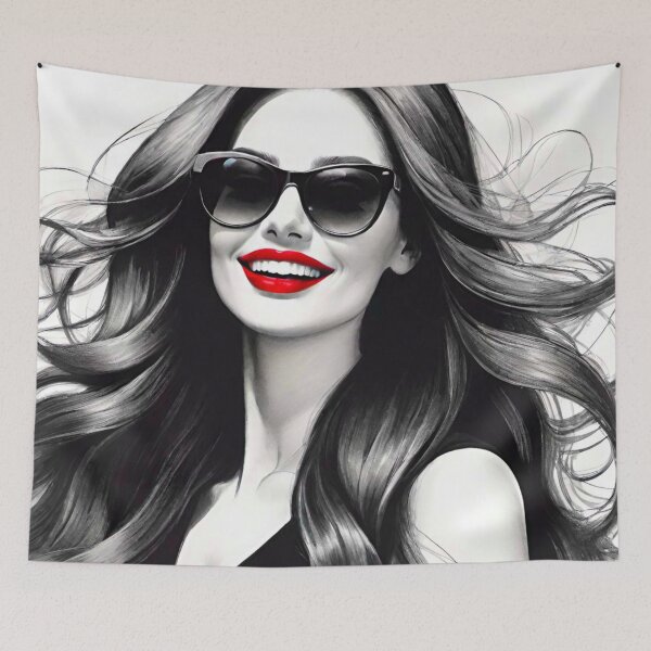 Item preview, Radiant Smile: Black and White Beauty with Red Lipstick designed and sold by GrizzlyCollective.