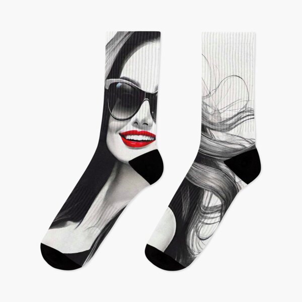 Item preview, Radiant Smile: Black and White Beauty with Red Lipstick designed and sold by GrizzlyCollective.