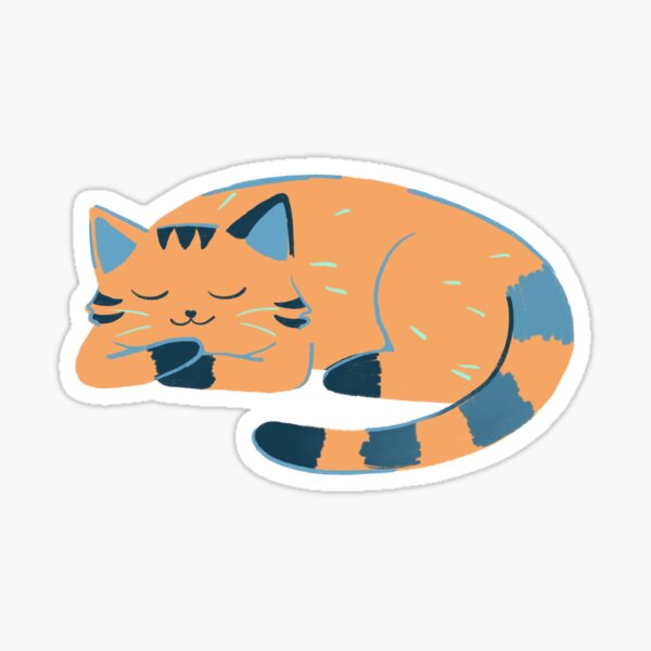 Item preview, Sleeping Cat Cartoon Illustration Design (Orange) designed and sold by sunfleurart.