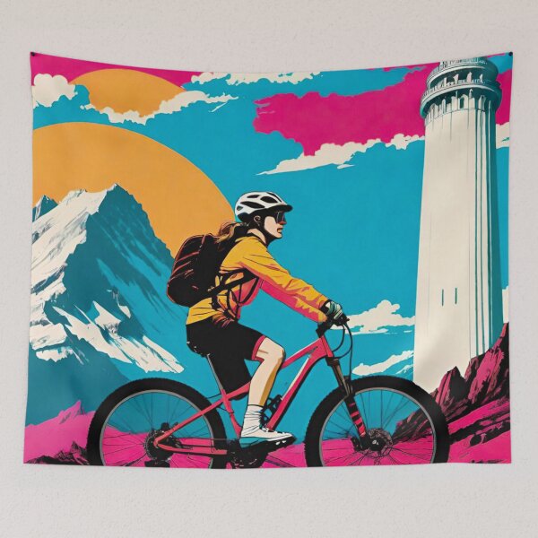 Item preview, Coastal Cruiser: Female MTB Rider by the Lighthouse designed and sold by GrizzlyCollective.