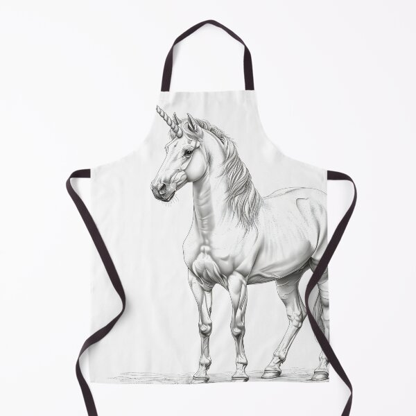 Item preview, Black and white Unicorn pencil drawing designed and sold by Pencil-Art.