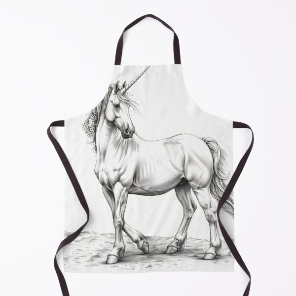 Item preview, Black and white Unicorn pencil drawing designed and sold by Pencil-Art.