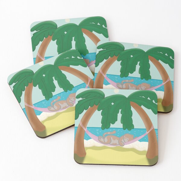 Item preview, Cute Cat Sleeping Under Palm Trees designed and sold by Catphonesoup.