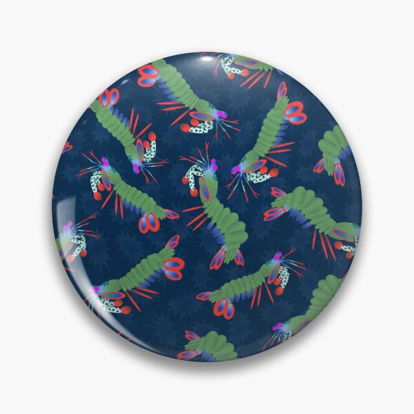 Item preview, Peacock Mantis Shrimp Scatter on Navy designed and sold by Squilla Design Studio.
