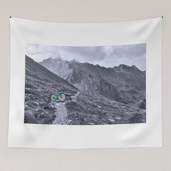 Item preview, Green Bike on a black and white mountain designed and sold by 79Graphics.
