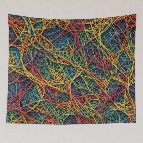 Artikelvorschau, Abstraktes buntes String-Art-Muster entworfen und verkauft von calibrit.
