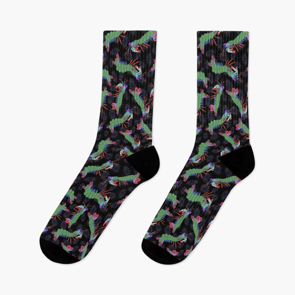 Item preview, Peacock Mantis Shrimp Scatter on Black designed and sold by Squilla Design Studio.