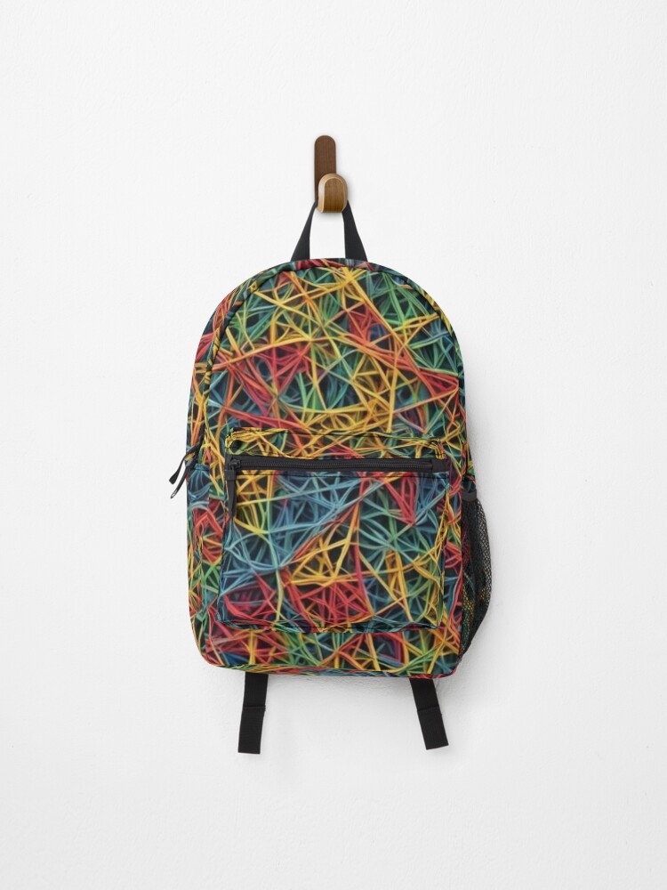 Thumbnail 1 of 3, Backpack, Abstract Colorful String Art Pattern designed and sold by calibrit.
