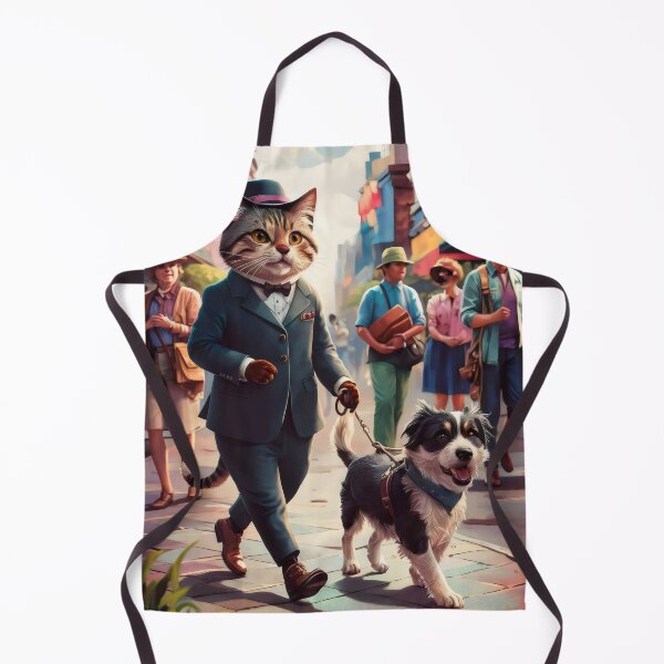 Item preview, Cat and dog on a walk. designed and sold by MyHappyArtShop.