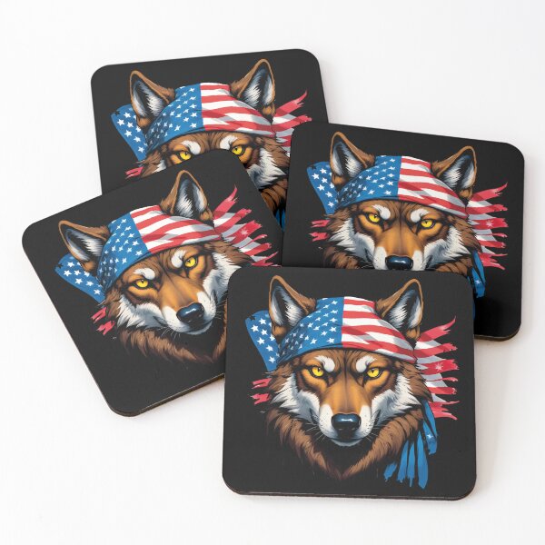 Item preview, Head Of A Wolf With Yellow Eyes And An American Flag. Patriotic Graphic Design. designed and sold by Adelberton.