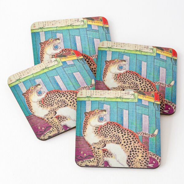 Item preview, Leopard Hunting Roosters Ukiyo designed and sold by Daruma786.