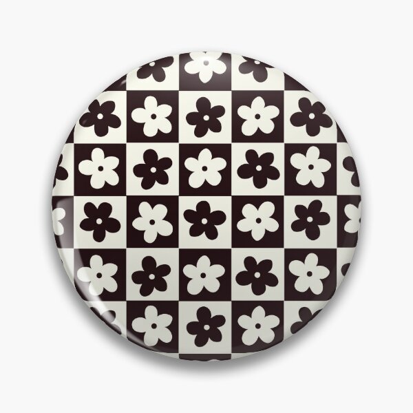 Item preview, Black and Off white Checkered Squares with Flowers designed and sold by xxroseate.