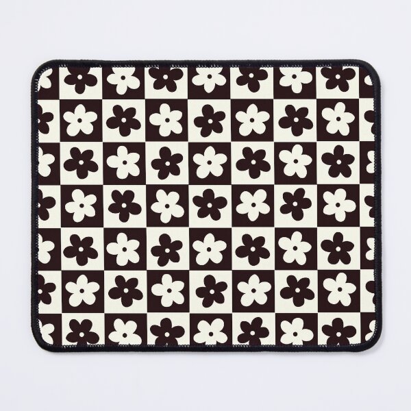 Item preview, Black and Off white Checkered Squares with Flowers designed and sold by xxroseate.