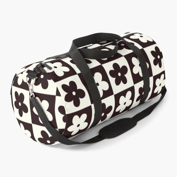 Item preview, Black and Off white Checkered Squares with Flowers designed and sold by xxroseate.