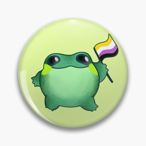 Item preview, Orgullo no binario de Froggy: ¡linda rana redonda con bandera del orgullo no binario! designed and sold by GoodToad.