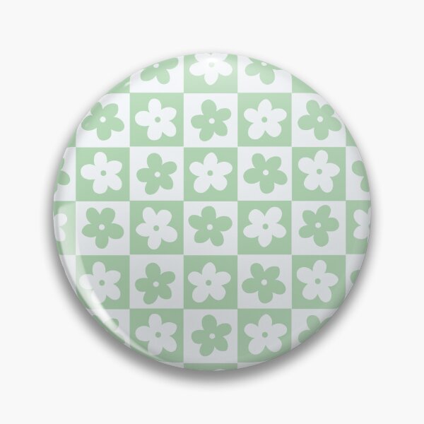Item preview, Light Pastel Green and White Checkered Squares with Flowers designed and sold by xxroseate.