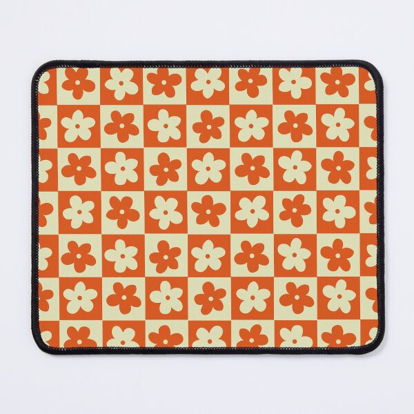 Item preview, Orange and Cream Checkered Squares with Flowers designed and sold by xxroseate.