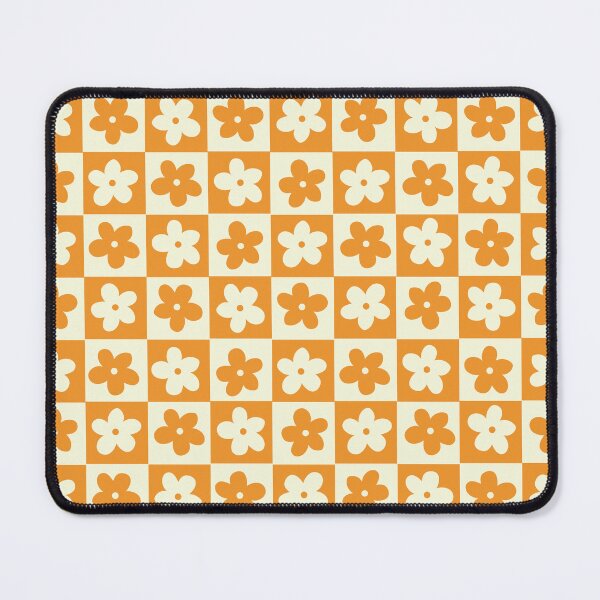 Item preview, Light Orange and Cream Checkered Squares with Flowers designed and sold by xxroseate.