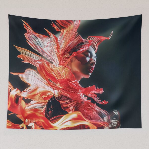Item preview, "Asian Beauty in Red Highlights" designed and sold by MacroArtHub.