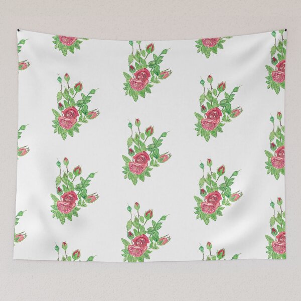 Item preview, Red rose with cute rose buds  designed and sold by Beeinbliss.