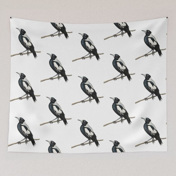 Item preview, Magpie art 2 no signature white background version, Australian Magpie bird, bird art, drawing, Australiana, black and white designed and sold by RachaelCurryArt.