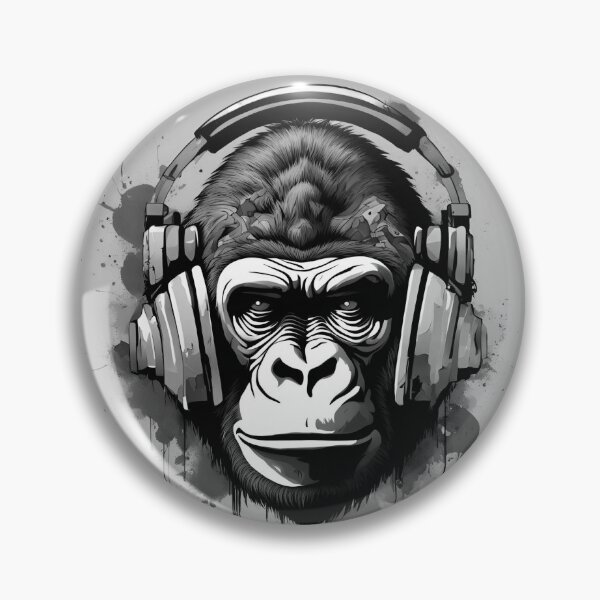 Item preview, B&W coloured tattoo steam punked Gorilla design - 6 on Grey background designed and sold by Elizabeth-Banks.