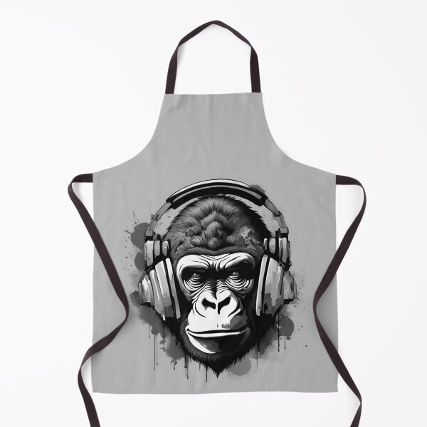 Item preview, B&W coloured tattoo steam punked Gorilla design - 6 on Grey background designed and sold by Elizabeth-Banks.