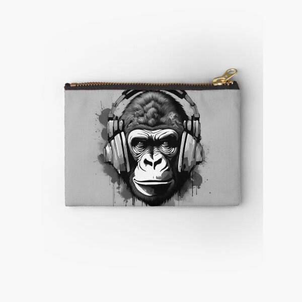 Item preview, B&W coloured tattoo steam punked Gorilla design - 6 on Grey background designed and sold by Elizabeth-Banks.