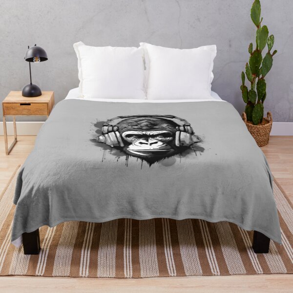 Item preview, B&W coloured tattoo steam punked Gorilla design - 6 on Grey background designed and sold by Elizabeth-Banks.