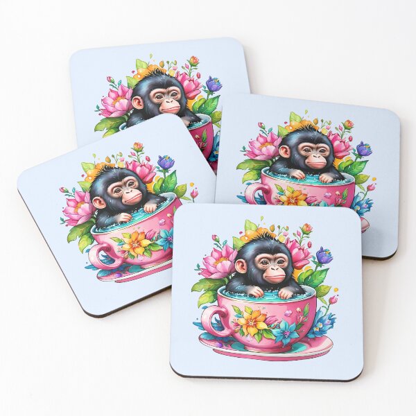 Item preview, "Gorilla Tea Party: Cute Floral Splash Sticker on Redbubble" designed and sold by Cosmicreations1.