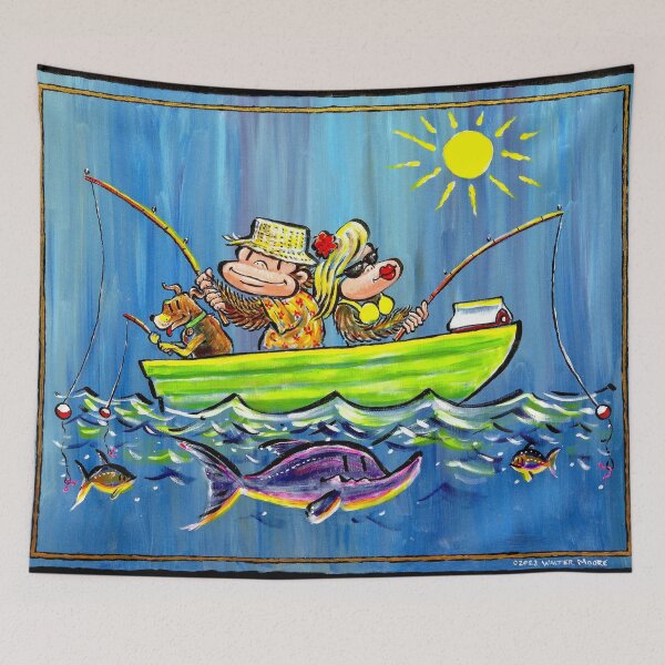 Item preview, Apes Fishing in a Boat designed and sold by Walter Moore.