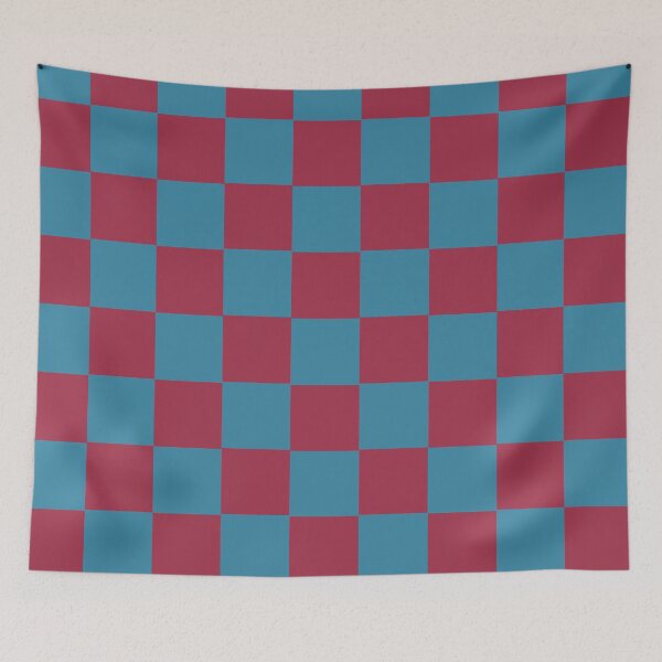 Item preview, Raspberry Red and Turquoise Blue Checkered Squares designed and sold by xxroseate.