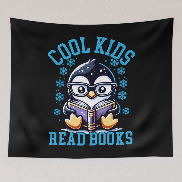 Item preview, Cool kids read books - cute cartoon penguin designed and sold by EvergreenWhimsy.