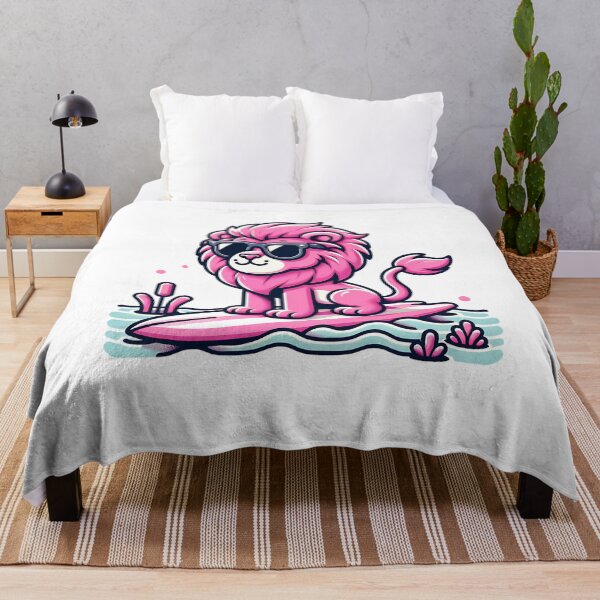 Item preview, cool pink lion riding a surf board designed and sold by Terrence Webster.
