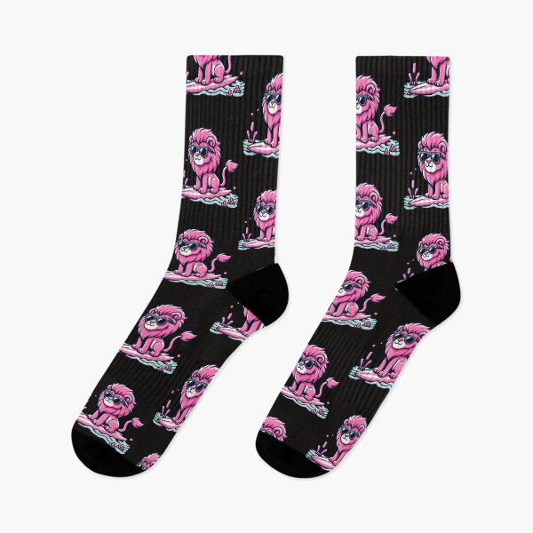Item preview, cool pink lion riding a surf board designed and sold by Terrence Webster.