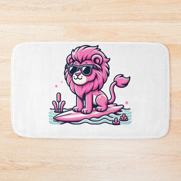 Item preview, cool pink lion riding a surf board designed and sold by Terrence Webster.