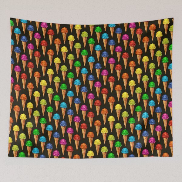 Item preview, Rainbow Ice Cream Pattern - Black designed and sold by Kelly  Gilleran.