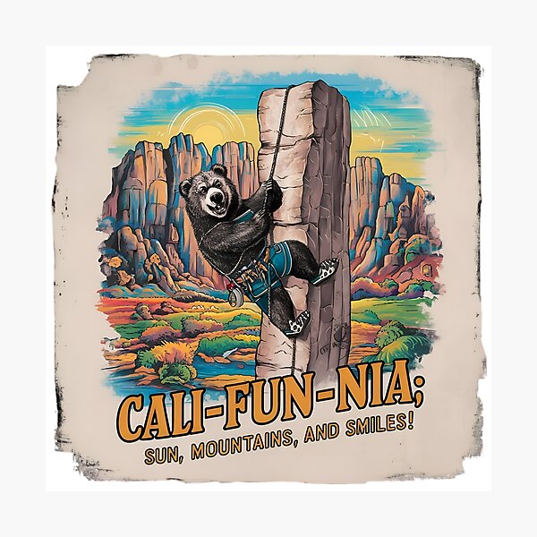 Item preview, California mountains, FunnyFits, FunnyFits70, Humor, Funny, bear, trekking, adventure, hiking, rock climbing,  designed and sold by FunnyFits70.