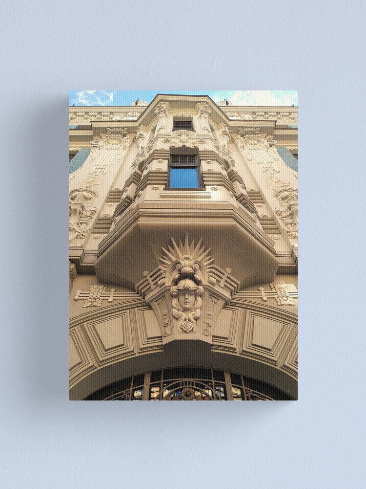 Thumbnail 1 of 3, Canvas Print, Looking up at stunning Art Nouveau architecture in Riga designed and sold by TalBright.