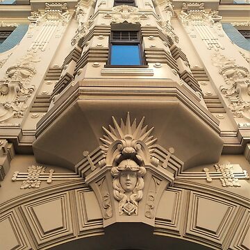 Artwork thumbnail, Looking up at stunning Art Nouveau architecture in Riga by TalBright
