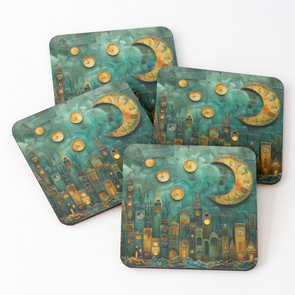 Item preview, Dreaming clocks melt down, Whispers of the moon's shadow, Time unravels stars. designed and sold by NeoNebulaArt.