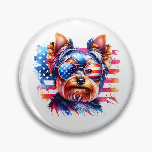 Item preview, Watercolor American Flag Yorkie designed and sold by TheAnimalZ00.