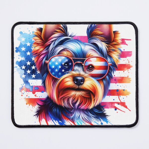 Item preview, Watercolor American Flag Yorkie designed and sold by TheAnimalZ00.