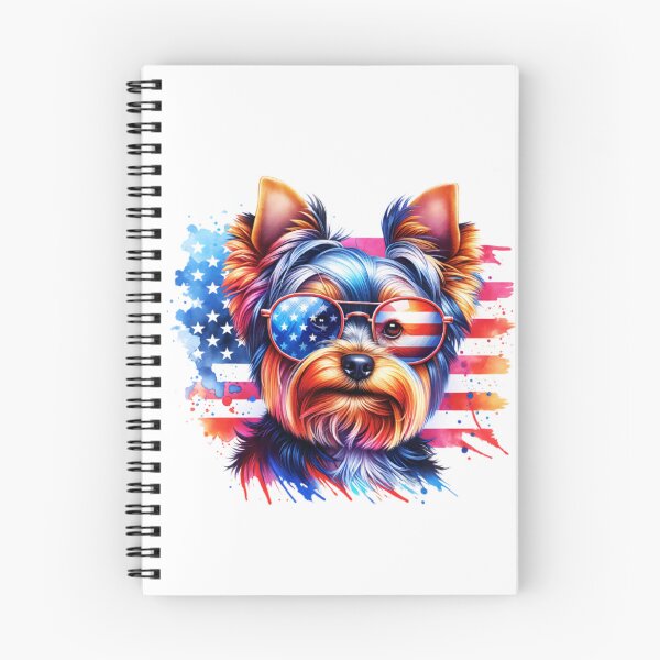 Item preview, Watercolor American Flag Yorkie designed and sold by TheAnimalZ00.