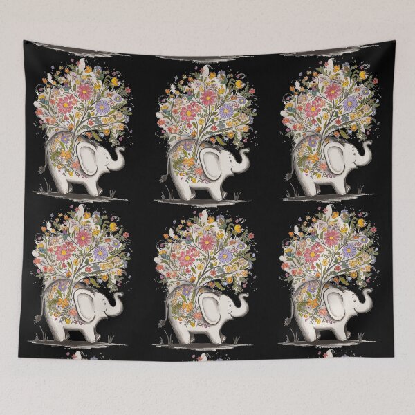 Item preview, Elephant Silhouette. Floral elephant, Fantasy Elephant, colorful elephant designed and sold by ElephantVibes.