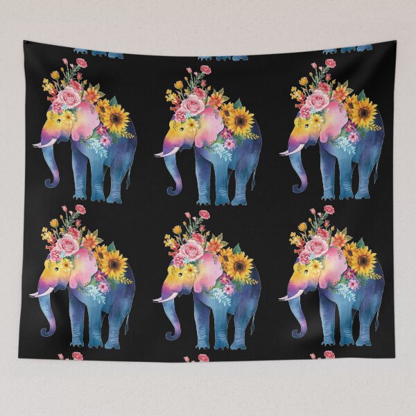 Item preview, Elephant Silhouette. Floral elephant, Fantasy Elephant, colorful elephant designed and sold by ElephantVibes.