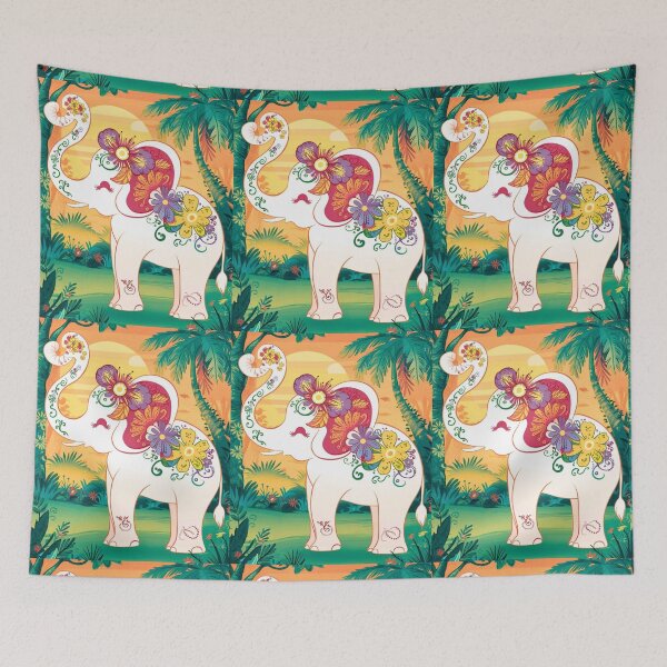 Item preview, Elephant Silhouette. Floral elephant, Fantasy Elephant, colorful elephant designed and sold by ElephantVibes.