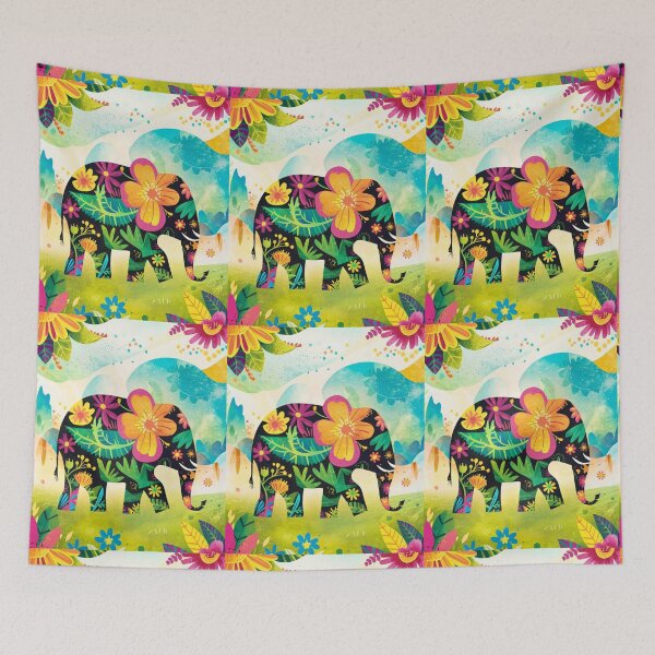 Item preview, Elephant Silhouette. Floral elephant, Fantasy Elephant, colorful elephant designed and sold by ElephantVibes.
